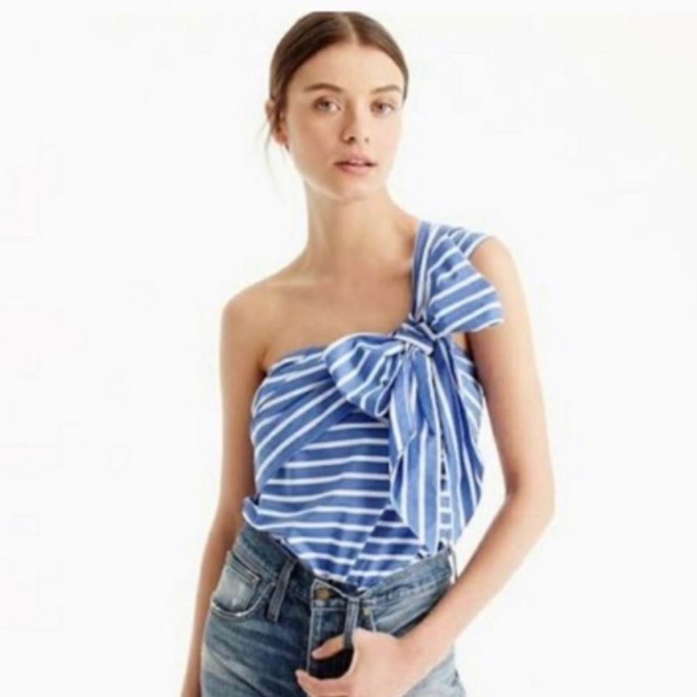 JCrew One shoulder top with bow